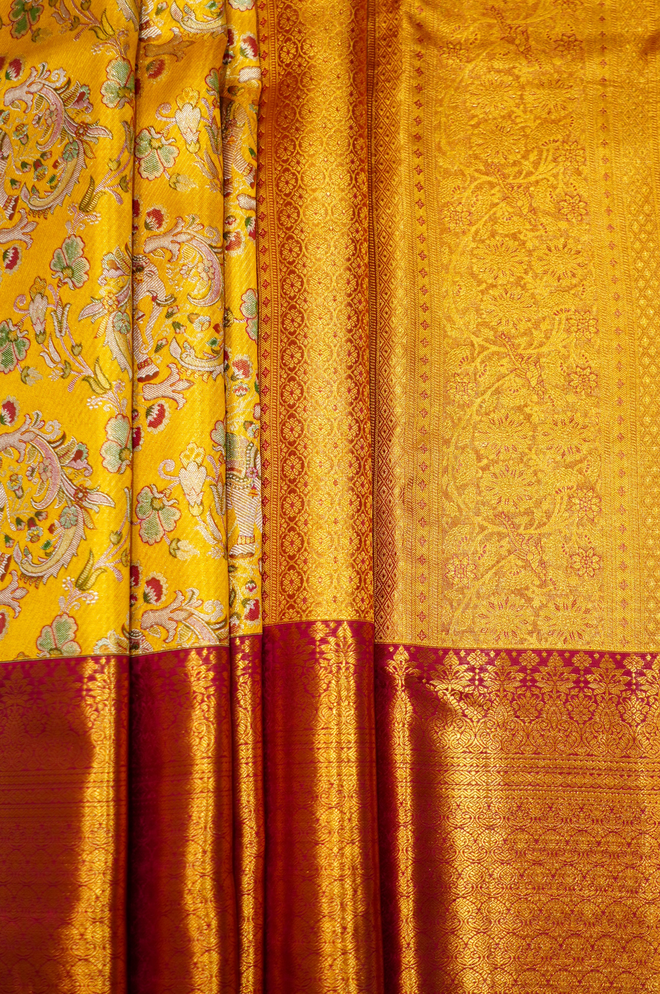 Yellow Kanchi Pattu Zari And Handwoven Saree - Image 2