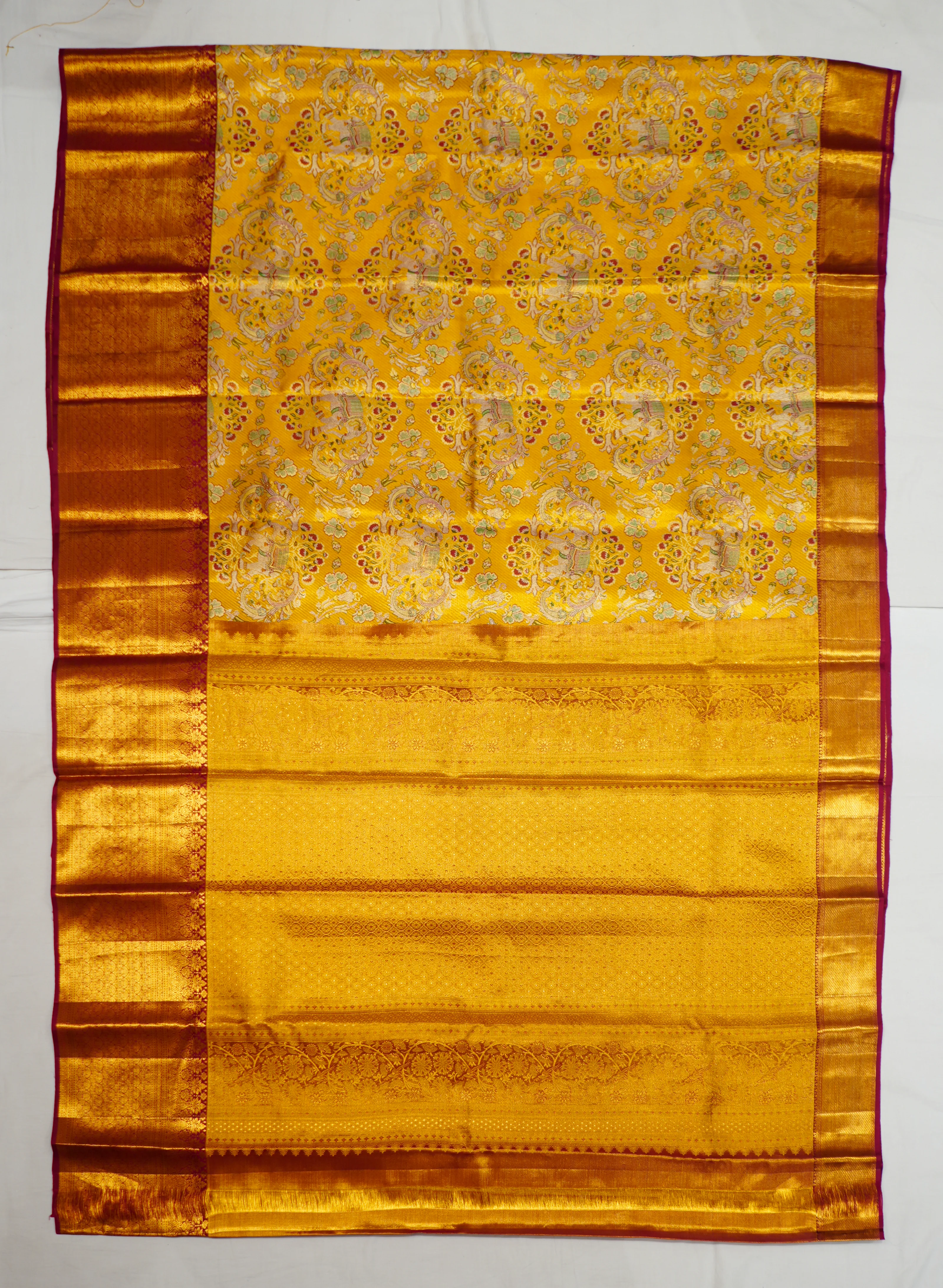Yellow Kanchi Pattu Zari And Handwoven Saree - Image 4