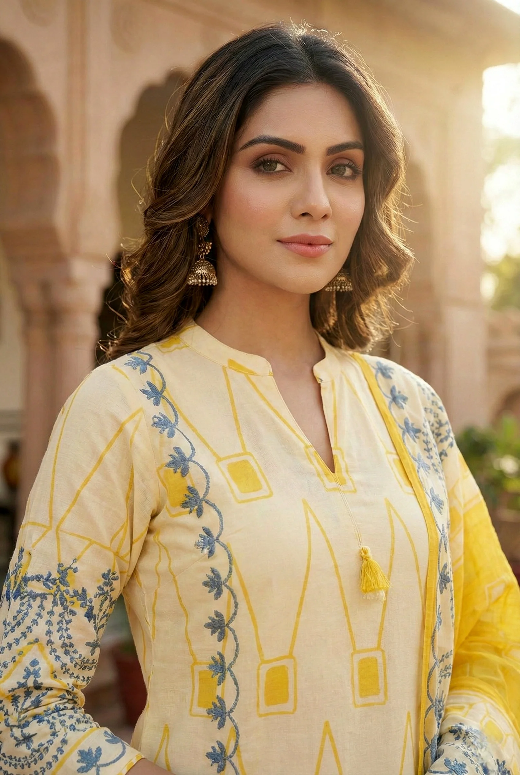 Yellow Silk Digital Printed Three Piece Set - Image 5